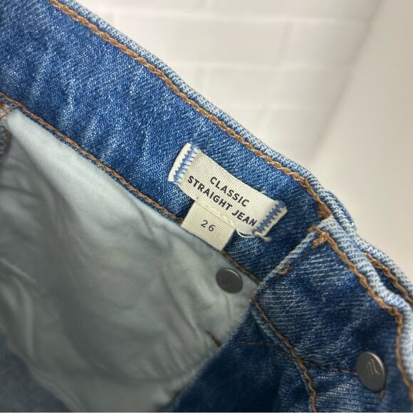 Madewell Classic Straight Jeans w/ Leopard Leg Stripe Size 26 - Picture 4 of 11